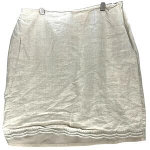 Preview Collection Linen Skirt Women Size 14 Beige Lined Minimalist Lagenlook